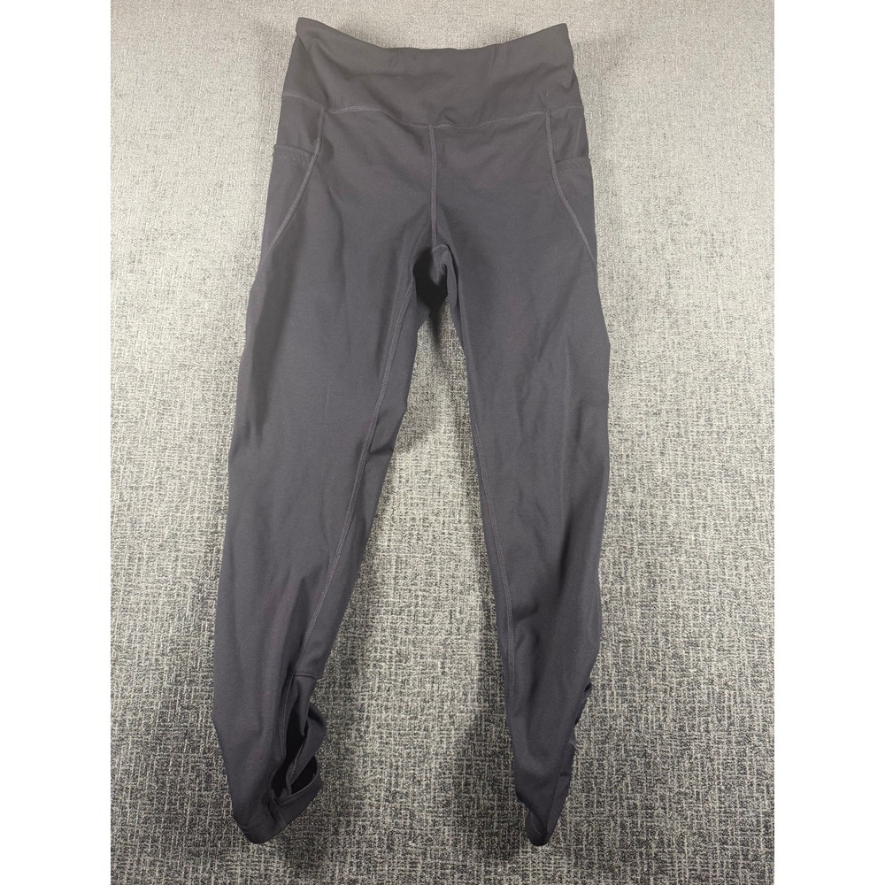 Free People Movement Womens Black Ruched Ankle Cut Out Pocket Leggings Size Mโ
